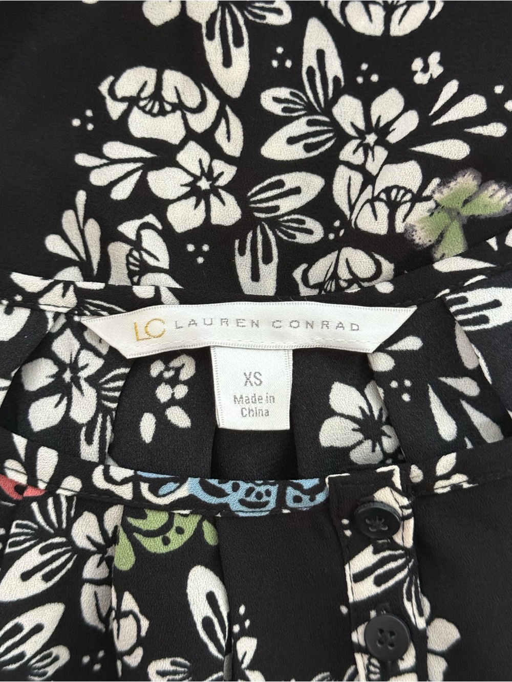 LC Lauren Conrad Black Floral Scoop-Neck Dress with Multicolor Blooms - Picture 4 of 5